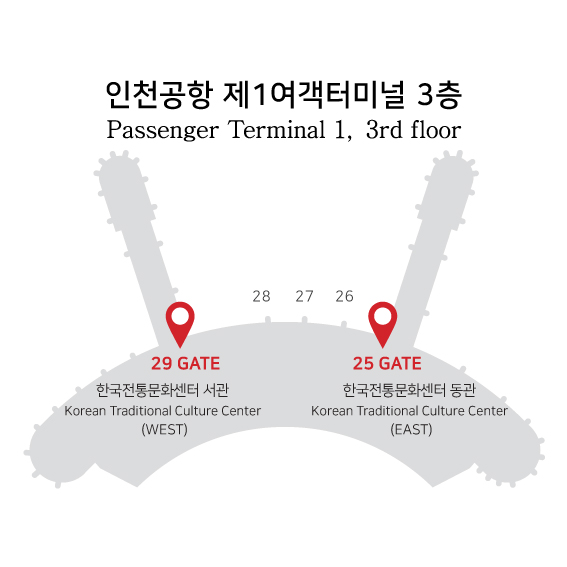 찾아오시는 길 인천공항 제1터미널 한국전통문화센터 동·서관 위치