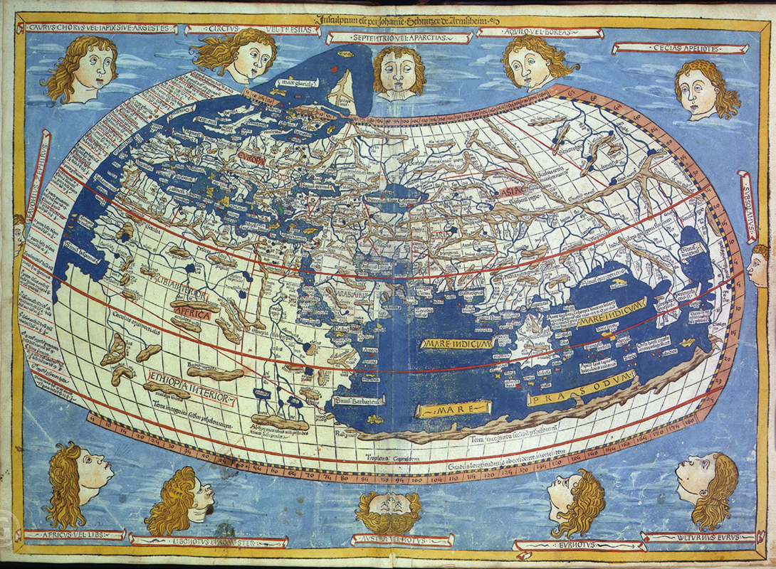 프톨레마이오스의 세계지도 15세기 사본.(출처 : Gallerix online museum)
